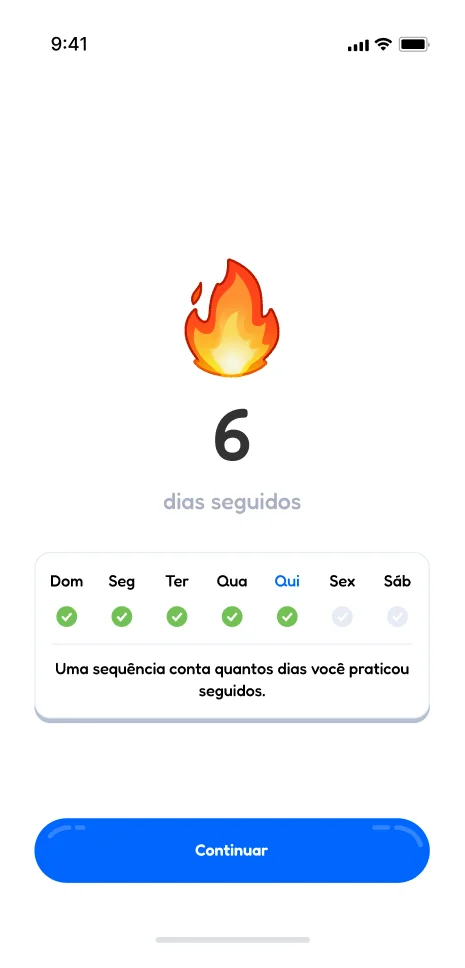 Ecrã de recompensa de streak diário